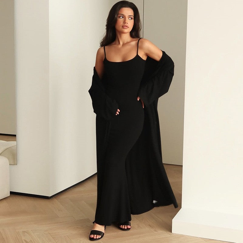 Dame Robe fourreau longue avec kimono ouvert Chic und Stil