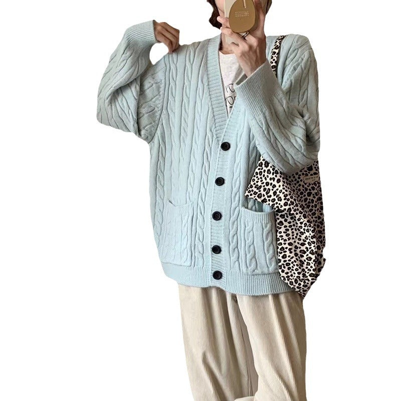 Dames gilet en gros tricot avec motif en trèfle et poches pratiques Chic und Stil