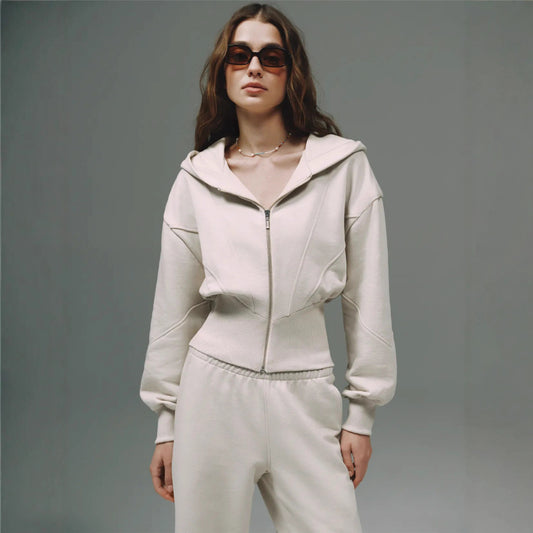 High-quality fleece women's lounge set with hoodie and wide pants Chic and Style