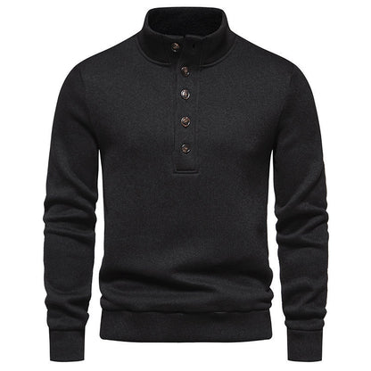 Pull homme confortable à manches longues avec patte de boutonnage et col montant Chic und Stil