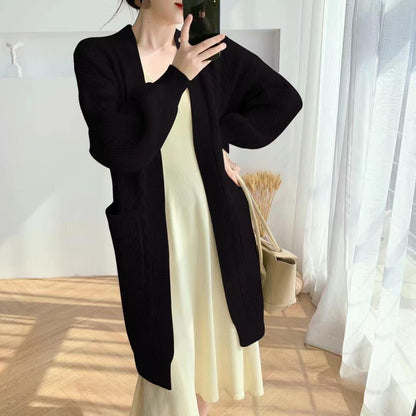 Dames Gros Tricot Cardigan avec poches profondes et design en tresse élégant Chic und Stil