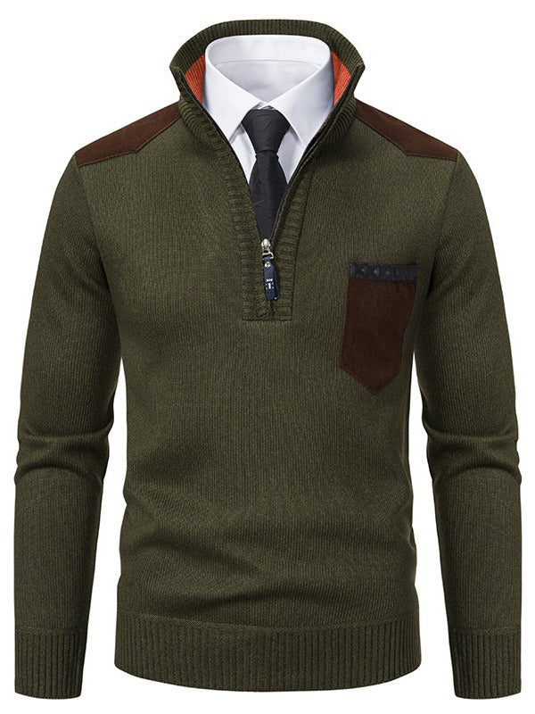 Fashionable men's pullover with short zipper and elegant details Chic and Style