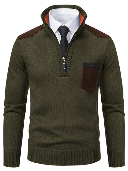 Fashionable men's pullover with short zipper and elegant details Chic and Style