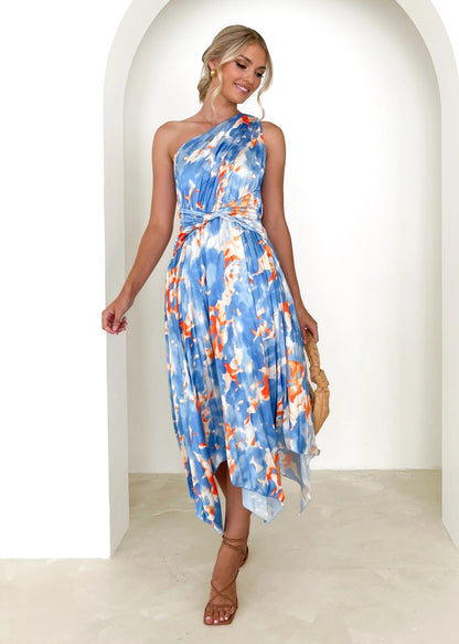 Robe portefeuille asymétrique à fleurs Chic und Stil pour femmes