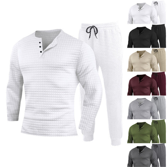 Three-piece set for men with textured long sleeve t-shirt and jogger pants Chic und Stil