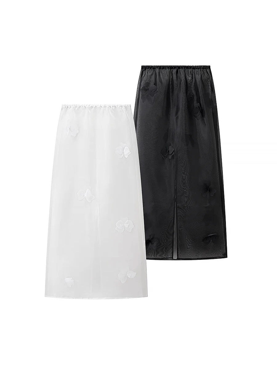 Chemisier transparent long pour dames avec design floral et fente latérale Chic und Stil