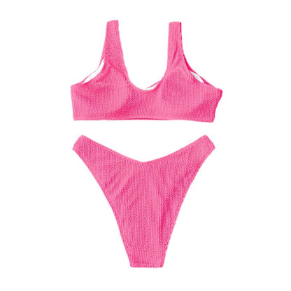 Dames Haut de Maillot Texturé et Culotte de Bikini Taille Haute Chic und Stil