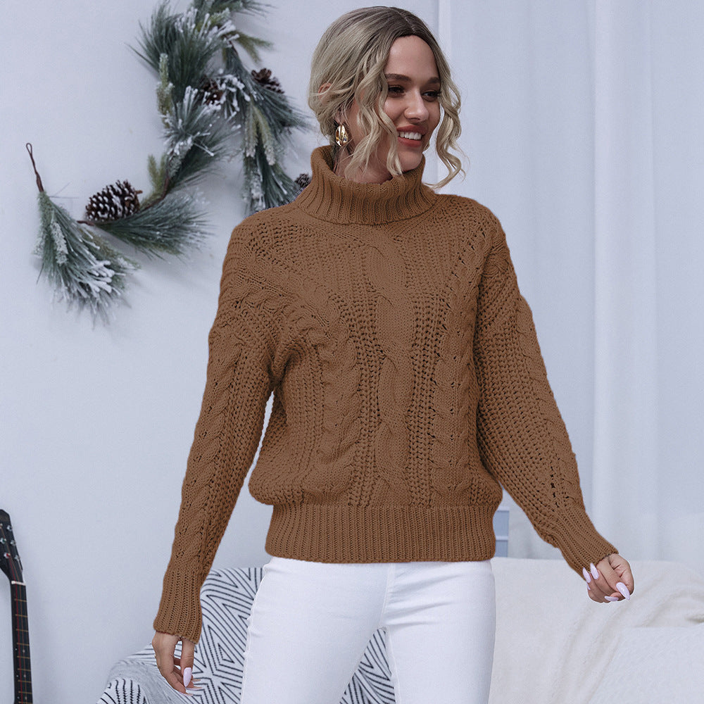 Ladies comfortable turtleneck sweater with high-quality twisted pattern Chic and Style