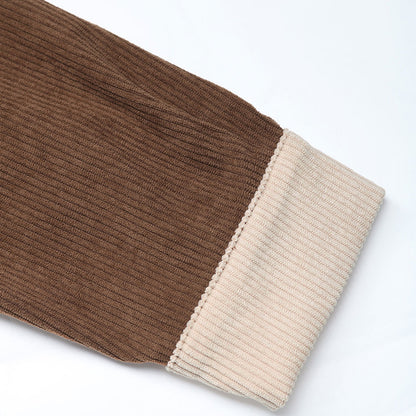 Chemise en velours côtelé pour femmes avec un design de blocs de couleurs à la mode et un caractère sportif Chic und Stil