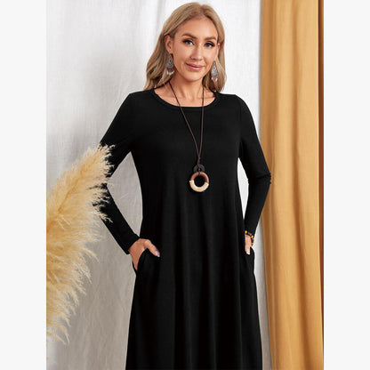 Robe longue décontractée à manches longues pour femmes avec poches pratiques Chic und Stil