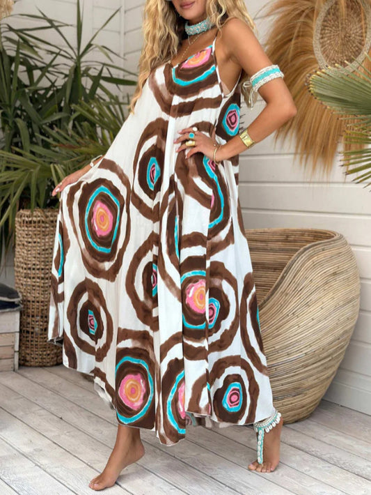 Robe longue pour femmes avec motif circulaire moderne et coupe aérienne Chic und Stil