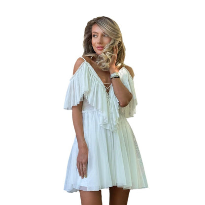 Robe portefeuille pour femmes avec détails en volants et décolleté en V profond Chic und Stil