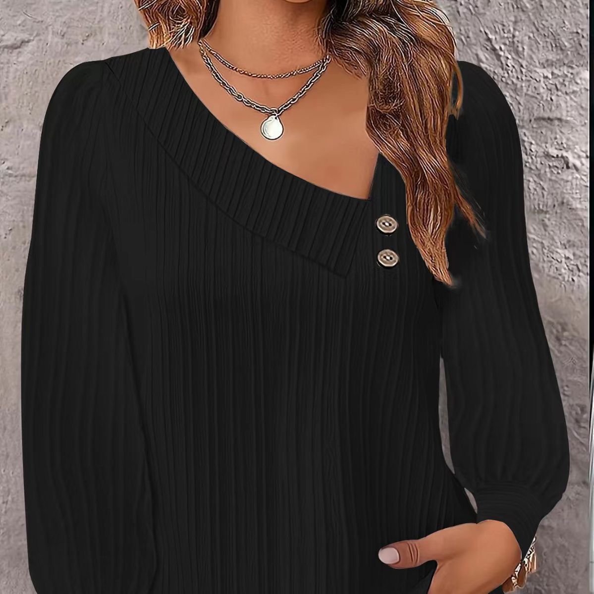 Dames Haut élégant et moderne avec décolleté asymétrique Chic und Stil