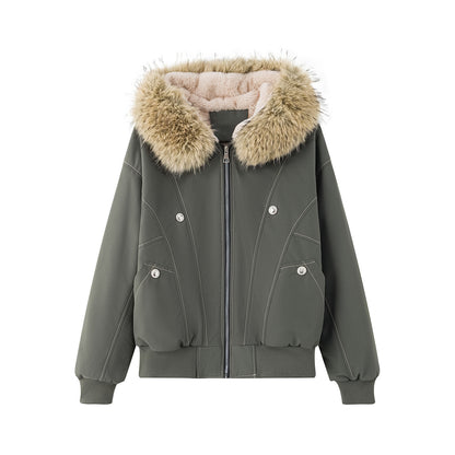Dames d'hiver rembourrée avec col en fausse fourrure amovible et grandes poches Chic und Stil