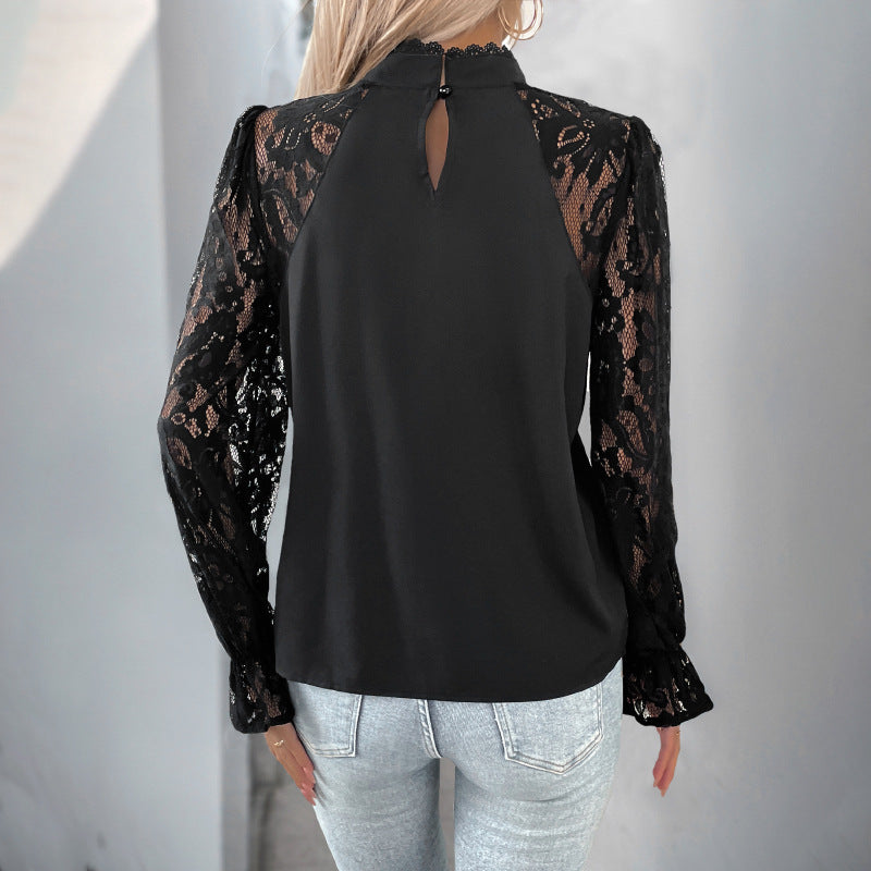Blouse élégante à manches en dentelle pour femmes Chic und Stil