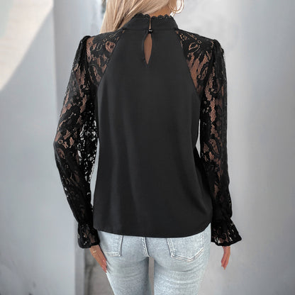 Blouse élégante à manches en dentelle pour femmes Chic und Stil