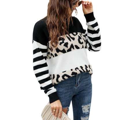 Pull féminin à motifs animaliers et manches rayées Chic und Stil