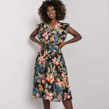 Robe midi à manches volantées à motif floral pour femmes Chic und Stil