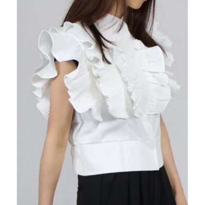 Top à volants pour femmes avec manches bouffantes Chic und Stil