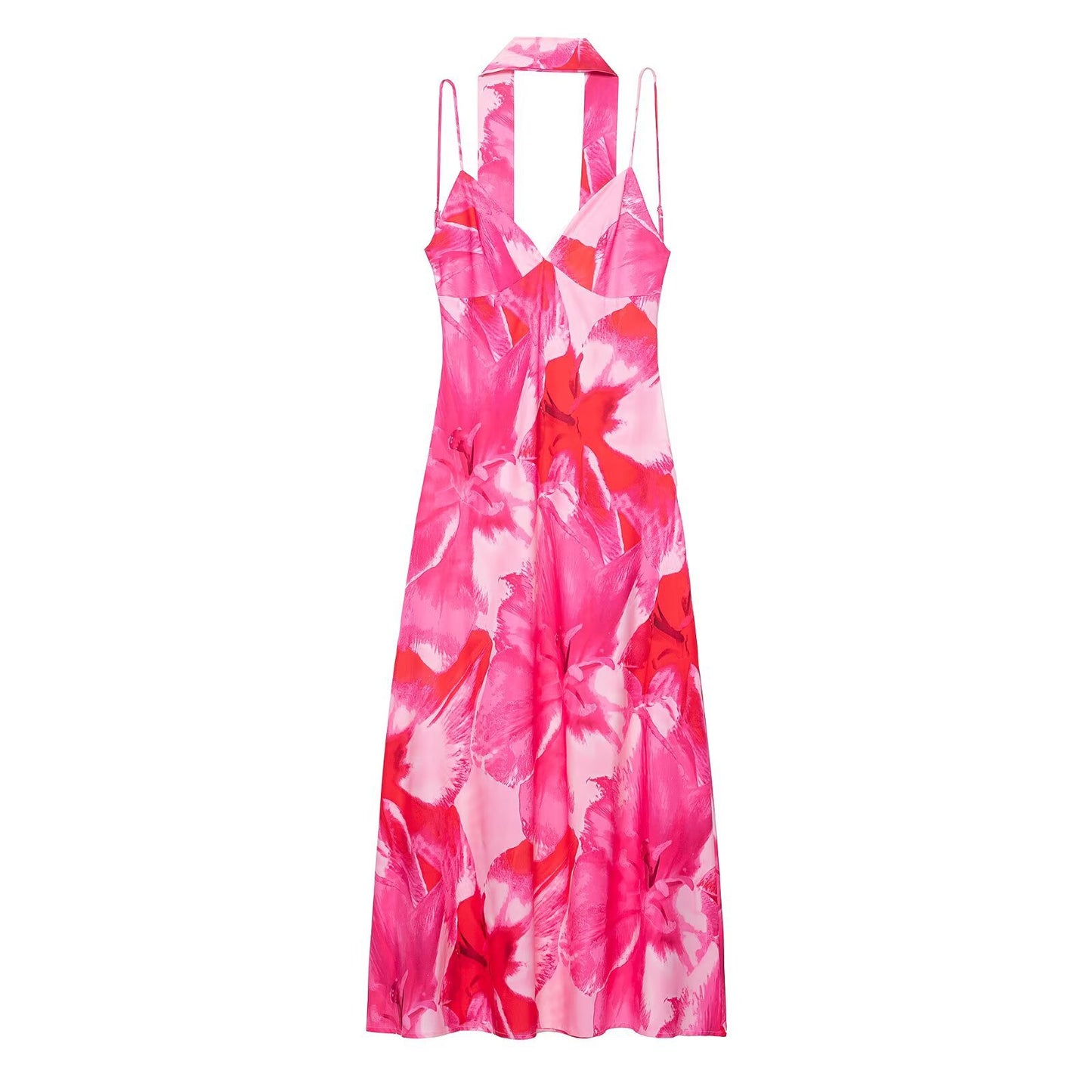 Robe maxi femme avec accents floraux et col halter chic Chic und Stil
