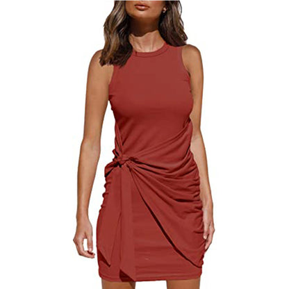 Robe Mini Drapée Tournée Sans Manches Chic und Stil