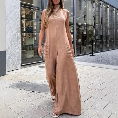 Combinaison maxi aérée pour femmes avec des plis décoratifs et des poches latérales Chic und Stil
