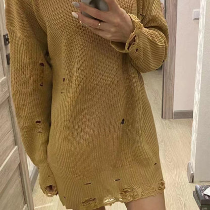 Pull décontracté pour femmes en style oversize avec décolleté en V et franges décontractées Chic und Stil