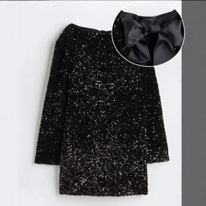 Robe Mini Pailletée Brillante Chic und Stil