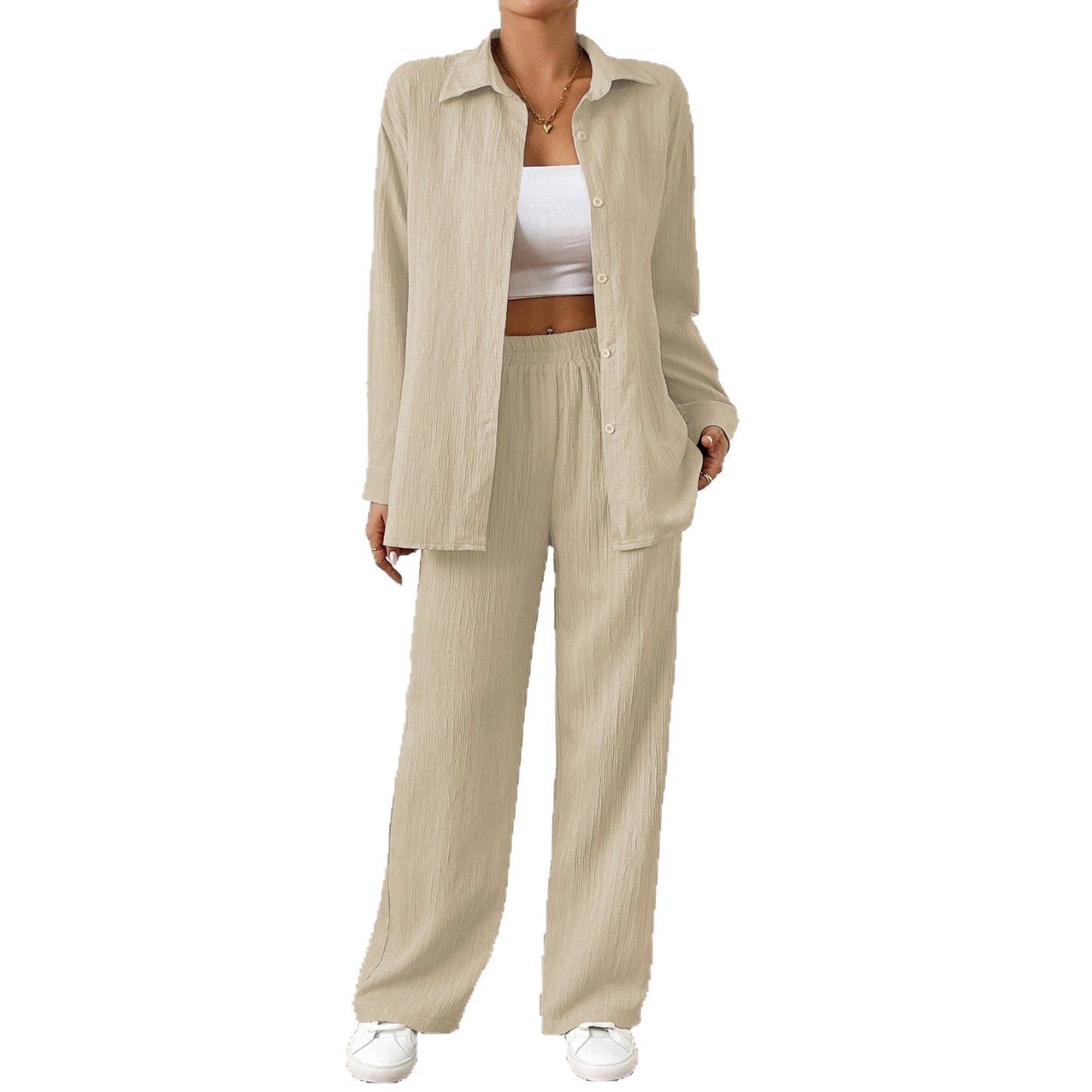Casual women's set with fitted top and loose pants Chic and Style