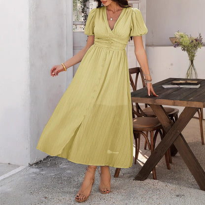 Robe maxi élégante à boutons pour femmes Chic und Stil