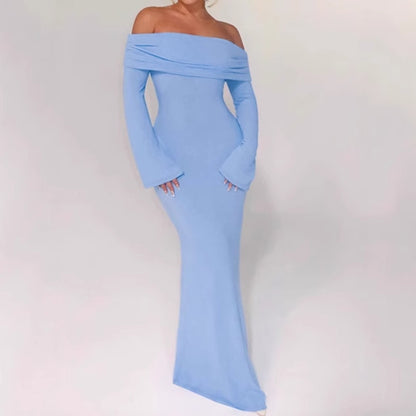 Robe maxi off-shoulder pour femmes avec des détails découpés créatifs et un design cintré Chic und Stil