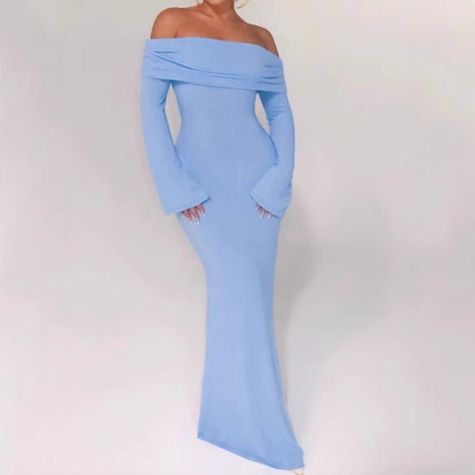 Robe maxi off-shoulder pour femmes avec des détails découpés créatifs et un design cintré Chic und Stil