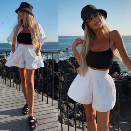 Ensemble de blouse à manches courtes décontractée et de shorts pour femmes Chic und Stil