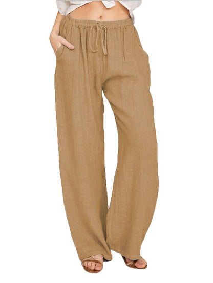 Comfortable and lightweight linen pants for women with elastic waistband and practical side pockets Chic and Style