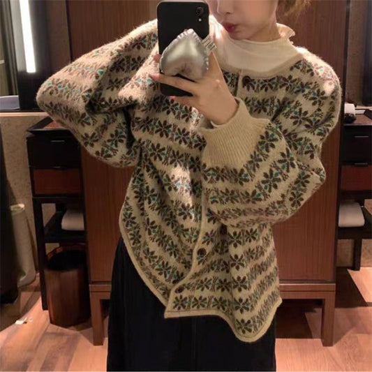 Pull en tricot pour femme avec motifs jacquard floraux et coupe confortable Chic und Stil