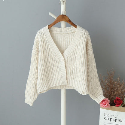 Dames Gros Pull Cardigan avec Col en V et Détail Bouton Chic und Stil