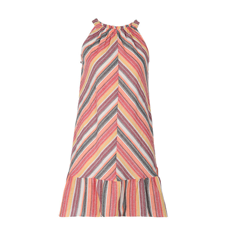 Robe mini rayée avec bord volant pour femmes Chic und Stil