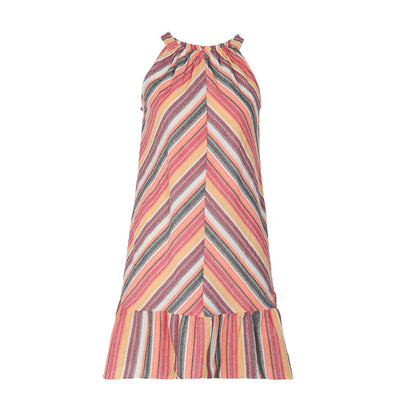Robe mini rayée avec bord volant pour femmes Chic und Stil