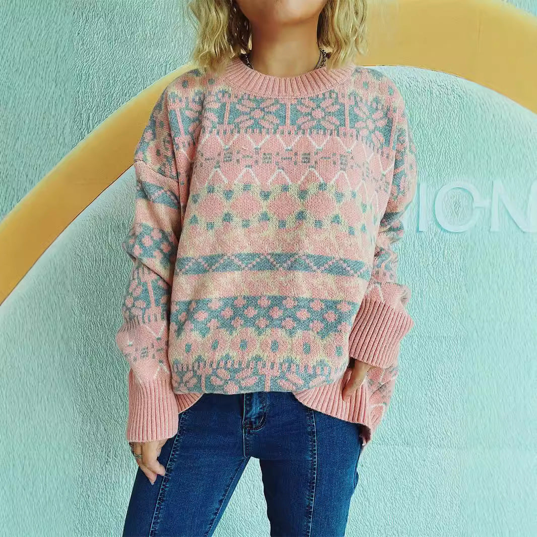 Pull en tricot confortable pour femmes avec un motif d'hiver et une coupe décontractée Chic und Stil
