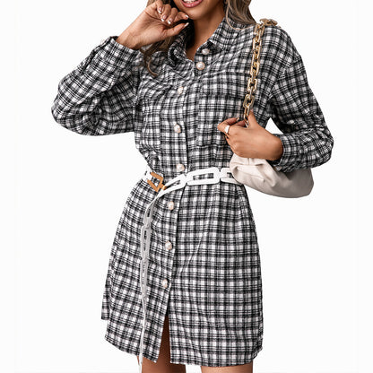 Robe chemise à carreaux pour femme Chic und Stil