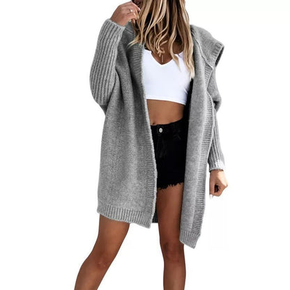 Dames cardigan et tricot doux avec capuche et coupe ample Chic und Stil