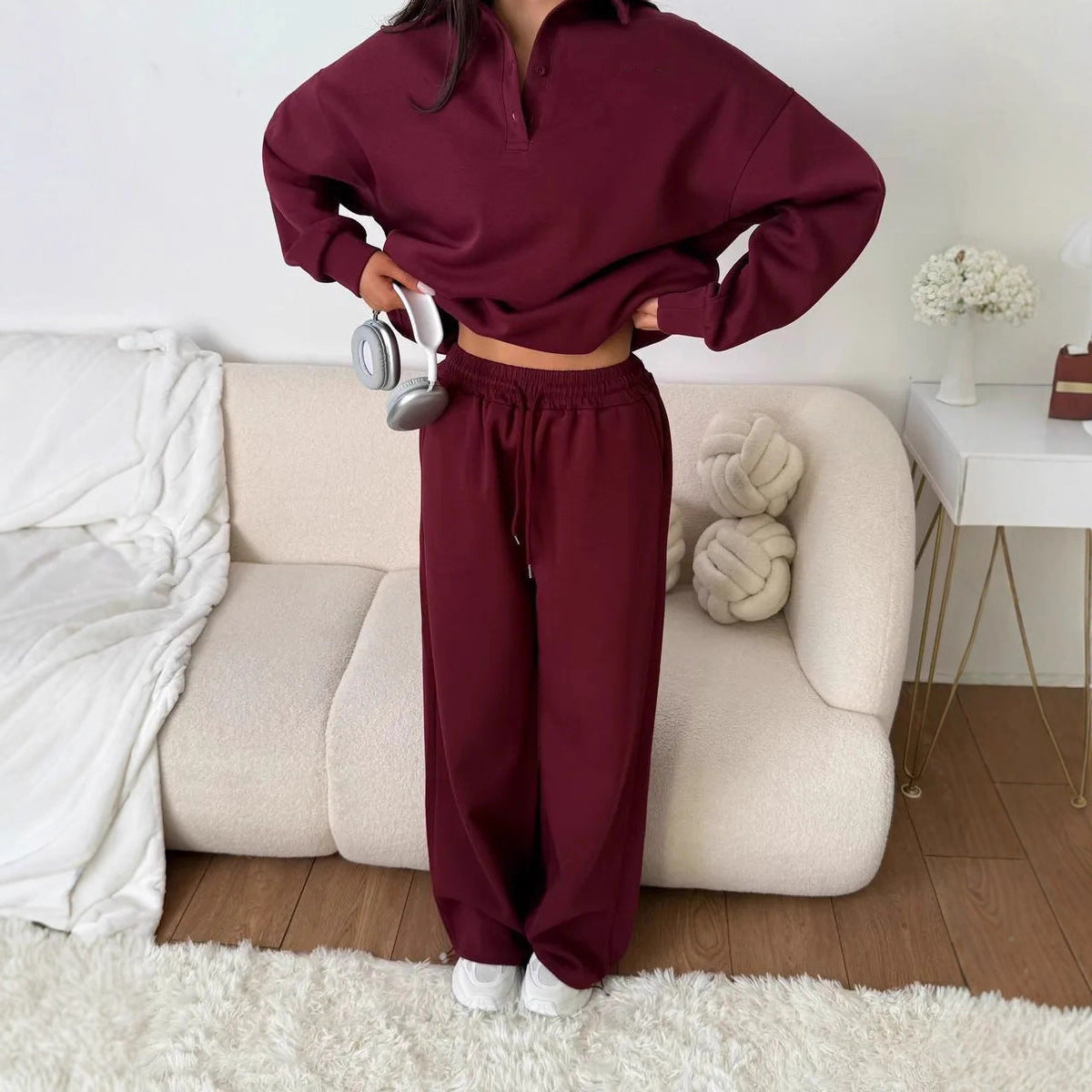 Dames Pull sportif avec pantalons larges Chic und Stil