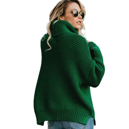 Pull-over en grosse maille pour femmes avec col haut et silhouette décontractée Chic und Stil