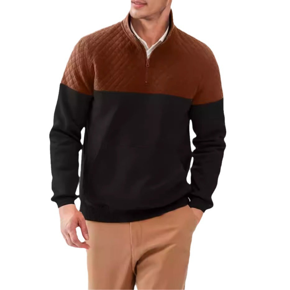Pull-over en polaire pour hommes avec détails matelassés et col haut Chic und Stil