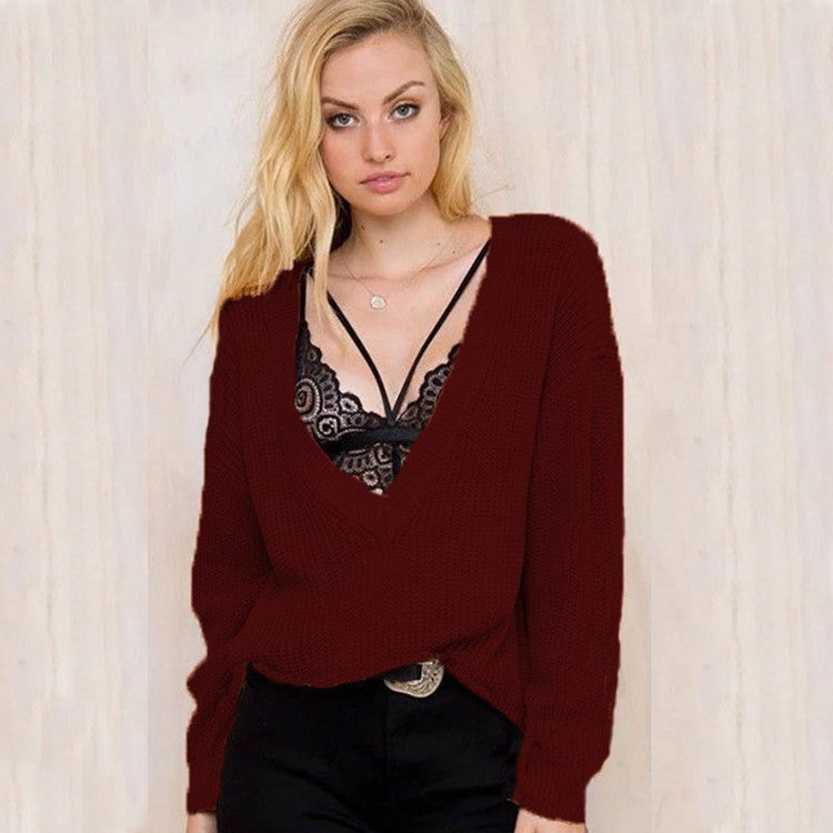 Pull oversized pour femmes en maille épaisse avec décolleté en V profond et coupe décontractée Chic und Stil
