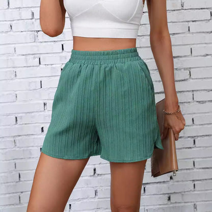 Shorts de loisirs pour femmes avec texture structurée et taille élastique Chic und Stil