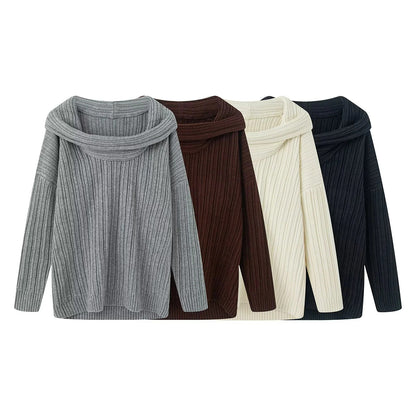 Pull-over en tricot décontracté pour femmes avec un col roulé large et une structure en côtes Chic und Stil