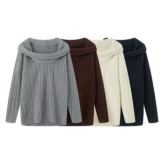 Pull-over en tricot décontracté pour femmes avec un col roulé large et une structure en côtes Chic und Stil