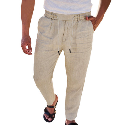 Casual linen pants for men with elastic waist Chic and Style