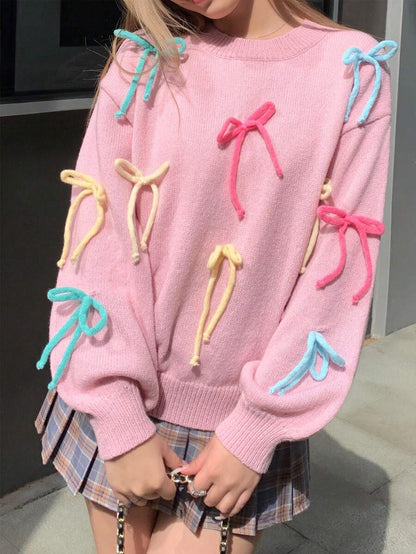 Femme pull en tricot créatif avec des appliqués colorés Chic und Stil